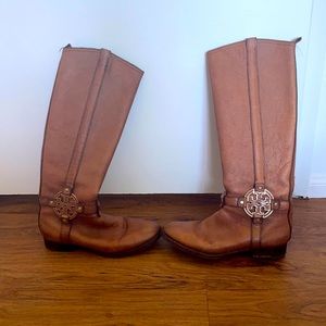 Tory Burch brown leather riding boots